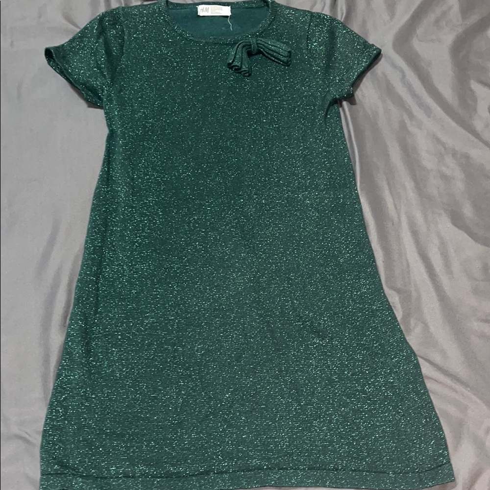 H&M Green Sheath Dress Casual Short Sleeve Crew Neck